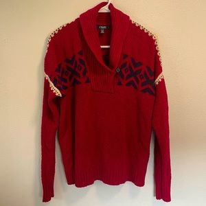 CHAPS maroon and blue knit sweater